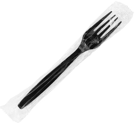 Karat [7 - 1,000 ct] Heavy Duty Plastic Forks Individually Wrapped - Sturdy Disposable Forks for Restaurants & Food Trucks | Black