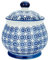 Nicola Spring Patterned Sugar Bowl with Lid - Navy - Pack of 1 - Porcelain Hand Printed Sugar Pot China Kitchen Salt Jar Seasoning Spice Storage Container