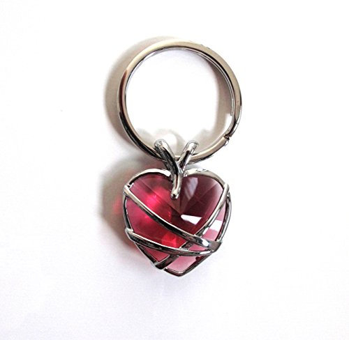 Porte clef coeur en cristal rouge bijou femme