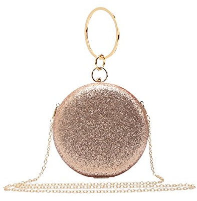 Redfox Women's Rose Gold Sparkling Evening Clutch Bag/Wedding Shiny Diamante Crystals Rhinestones Different Shape And Size (Rose Gold 27)