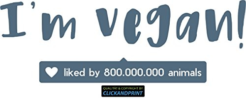 CLICKANDPRINT Aufkleber » I am vegan!, 315x106,7cm, Metallic Taubenblau • Dekoaufkleber/Autoaufkleber/Sticker/Decal/Vinyl