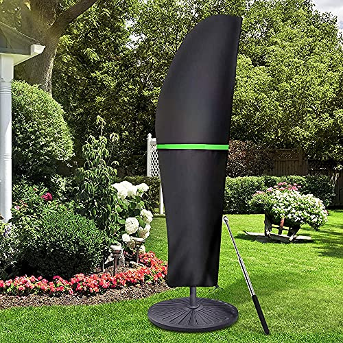 GEMITTO Housse de Protection pour Parasol, Nouvelle 420D avec Perche Télescopique et Velcro, Coupe-Vent, Anti-UV, pour Extérieur - 265 x 30/70/45 cm