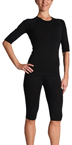 Gina's Bodywear Damen EMS-Wäsche, Trainingsanzug, Oberteil und Hose im Set, Optimale Impulsweiterleitung (Schwarz, XS)