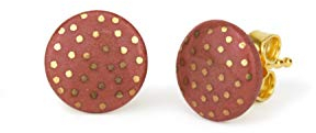 lille mus Porzellan-Ohrstecker KONFETTI - Bordeaux/Gold
