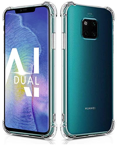 Verco Handyhülle für Huawei Mate 20 Pro, Anti Shock Schutzhülle für Huawei Mate 20 Pro Hülle Silikon [Display- & Kameraschutz] Weiche Flexible TPU Hülle, Transparent