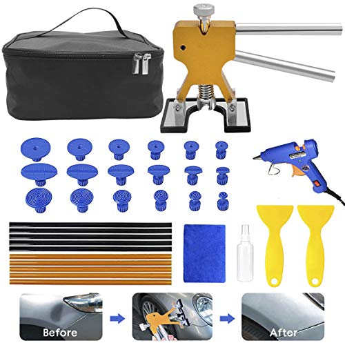 MENQANG Dent Repair Kit Werkzeuge, Body Dents Remover Kit 36 TLG Repair Tools Dellen Repair Tool Dellen Repair Pen und Gummihammer (Golden)
