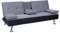 Mendler 3er-Sofa HWC-F60, Couch Schlafsofa Gästebett, Tassenhalter verstellbar 97x166cm - Kunstleder/Textil, schwarz/hellgrau
