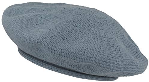 LOEVENICH Sommer Damenmütze | Baskenmütze | Wollmütze für Frauen - aus 100% Baumwolle - fein gestrickt, besonders leicht & faltbar – One Size (Denim)