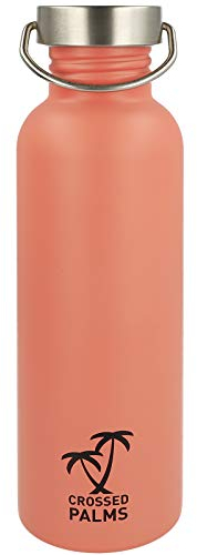 Crossed Palms Trinkflasche aus Edelstahl, 750 ml, Koralle, 7,1 x 24,3 cm, BPA frei, auslaufsicher, CP-10000
