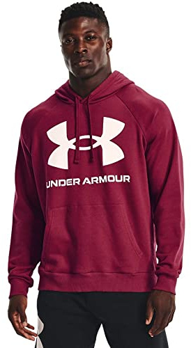 Under Armour Herren Rival Fleece Big Logo Hd Sportlicher Lauf-Kapuzenpullover mit lockerer Passform, bequemer und Warmer Kapuzenpullover für Männer, Black Rose (664) / Onyx White, S