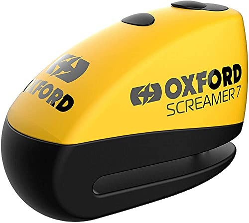Oxford Screamer7 Alarm Disc Lock Yellow LK290 For Motorcycle Motorbike Secutiry (Yellow)