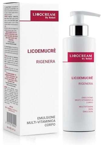 Licoemucrè Rigenera | Crema Corpo Multivitaminica. Antiossidante. Idratante. Nutriente. Tonificante ed Elasticizzante | Con Licopene e Vitamine | Flacone da 200 ml