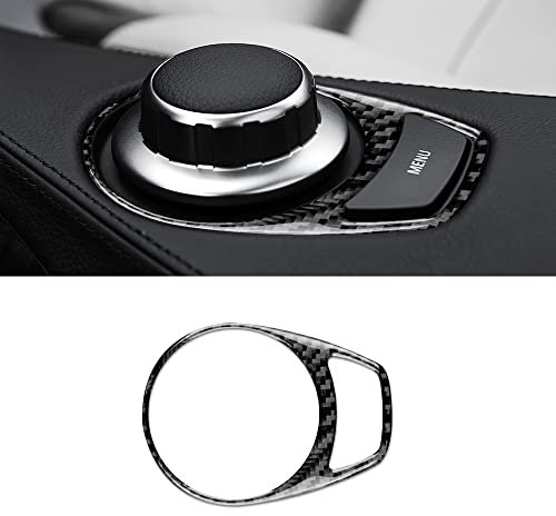 KUNGKIC Auto Mittelkonsole Radio Multimedia Steuerknopf Knopf Rahmen Aufkleber Kohlefaser Zubehör Dekoration Innenverkleidung für BMW 6er E63 E64 2004 2005 2006 2007 2008 2009 2010 （Schwarz）