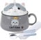Ramen Bowl with Handle and Lid, Ceramic Instant Noodle Bowl with Spoon & Chopstick, 1020mL Large Noodles Bowl Soup Bowls, Porcelain Bowls for Soup, Udon Pasta Salad Cereal, Dishwasher Microwave Safe