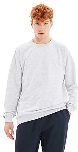 Trendyol Herren Gray Male Regular Fit Long Sleeve Bicycle Collar Zippered Sweatshirt, Gray, M EU