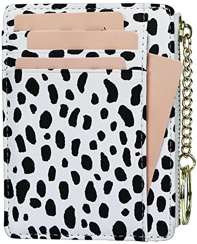 ZhaoCo Porte Monnaie Femme, Petit Portefeuille PU Cuir Porte Carte de Crédit Sac à Main avec à glissière Porte-clés pour Femme Ado Fille Cadeau - Blanc léopard