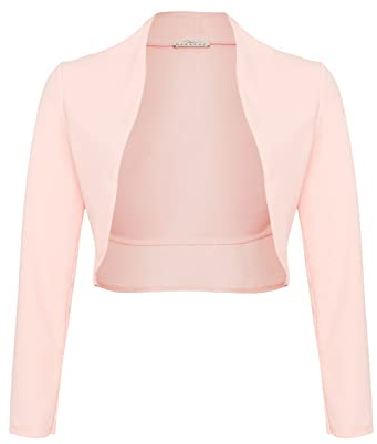 DANAEST Damen Langarm Bolero Festlich Strickjacke Schulterjacke Kurz Top (700), Grösse:XL, Farbe:Rosa