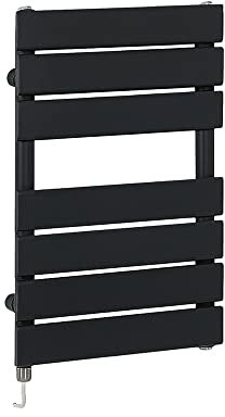Milano Lustro 400W Black Flat Panel Electric Heated Towel Rail - 600mm x 400mm