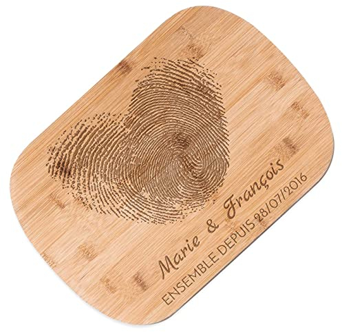 Maverton Planche à Découper Personnalisée en Bambou - Cadeau Fête des Papy Idéal pour Parents ou Couple - Élégante et Fonctionnelle - Cadeau Noel - Souvenirs de Cuisine et Plateau Apéritif - Cœur