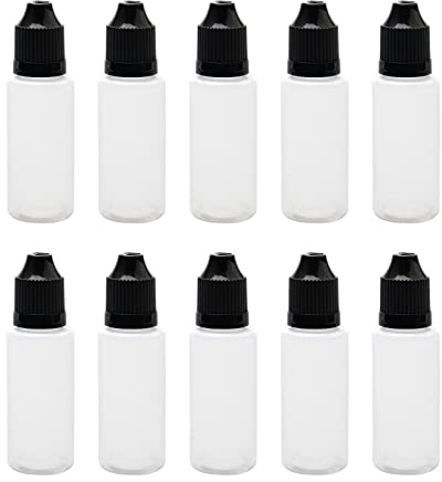 Unxuey 10 x 20 ml leere Pipette aus Kunststoff, Leere Quetschflasche zur Dosierung und Aufbewahrung von Liquid | Leerer Augenflüssiger Ejuice, inklusive Flasche + Tip Cap + Kappe
