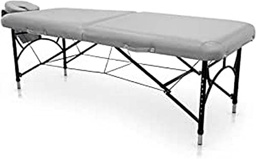 QUIRUMED Easy Force klappbare Massageliege aus Aluminium, silberfarben, Massageliege, Kunstleder, hochdichte Polsterung, höhenverstellbar, leicht, bis 210 kg