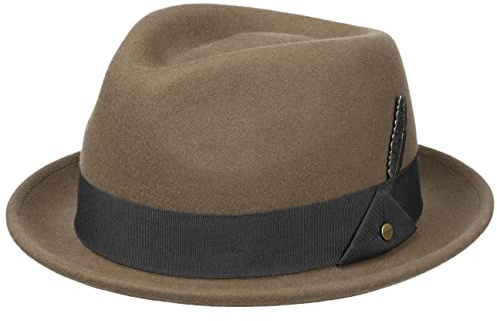 Stetson Vencaster Player Wollhut Einfarbiger Filzhut 100% Wollfilz Wasserabweisend Unisex Herbst Winter braun M (56-57 cm)
