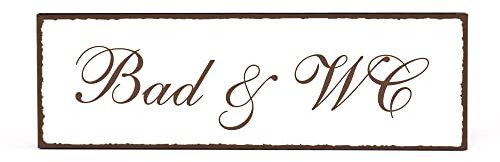 Dekolando Deko Türschild - Bad Wc - Schild 150 x 50 mm - Schilder Türschilder Namensschilder Wohnung selbstklebend Holzschild Tür Holzschilder