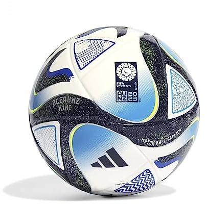 adidas Unisex Ball (Foam Core) Oceaunz Mini, Top:White/Collegiate Navy/Bold Blue/Bright Blue Bottom:Lucid Lemon F23/Silver Met., HT9012, 1