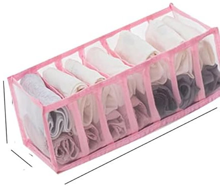 Faltschrank Aufbewahrungsbox Unterwäsche Socken Jeans T-Shirt Aufbewahrungsbox Kleiderschrank Kleidung Unterwäsche Schublade Kleidung Clapboard-Rosa 7 Gitter