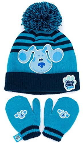 Blue’s Clues And You Hat And Mittens Set Kids | Children Toddlers Boys Girls Blue Puppy Winter Beanie Gloves | One Size Winter Hat