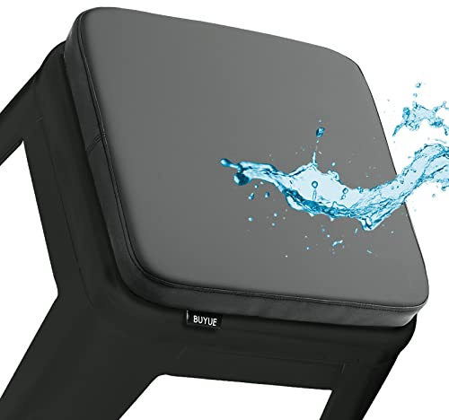 BUYUE Enhanced Anti-Rutsch Magnetic Barhocker Kissen 1 Stück, Luxus PU-Leder wasserdicht kleine Sitzkissen für Café Bistro stapelbar Metallhocker (Quadrat, dunkelgrau, 1)