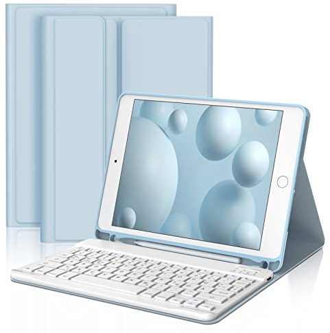 D DINGRICH Tastatur Hülle für iPad 6. Generation 2018, iPad 5. Generation 2017, iPad Pro 9.7 Zoll, iPad Air 2 & 1, Wireless Bluetooth Tastatur QWERTZ Deutsch- Stifthalter- Schlaf/Wach