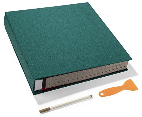 HoneyTolly Großes Fotoalbum, selbstklebend, 10.2x15.2 cm, 120x12.8 cm, Sammelalbum, magnetisch, Leineneinband, DIY-Fotoalbum, Länge 33xBreite 32.8 cm, 120 schwarze klebrige Seiten, Dunkelgrau en)