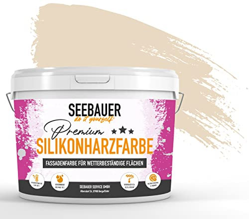 SEEBAUER diy® Silikonharzfarbe Orange Fassadenfarbe (No. 523 Tangerine Temptation 2,5 Liter) Selbstreinigend mit Lotuseffekt