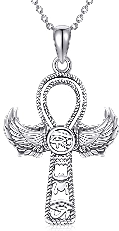 VENACOLY Ankh Kette 925 Sterling Silber Ankh Anhänger Ägyptische Halskette Kreuz Ankh Schmuck Geschenk für Damen