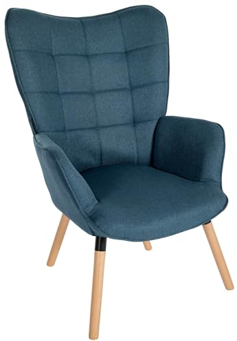 CLP Relaxsessel Garding I Komfortabler Polstersessel Mit Stoff-Bezug, Farbe:blau