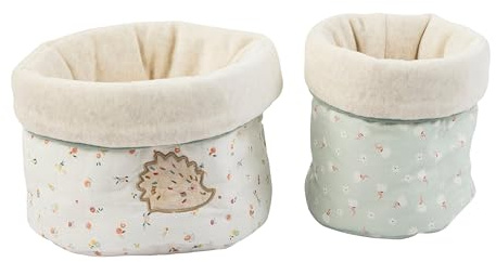 Nattou Aufbewahrungs-Körbe aus Baumwolle und Velours, Igel Zoë, 2er Set, Ø 20 cm, Mila, Zoë und Lana, Hellgrün