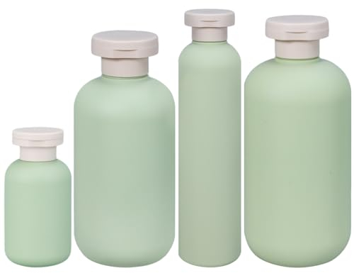 Flacon Voyage Vide 100ML/200ML/260ML/300ML,Forreen 4 PCS Flacons de Voyage Plastique Rechargeables Anti-Fuite Compressible Bouteilles de Voyage pour Crèmes,Lotions,Shampooings,Après-Shampooing