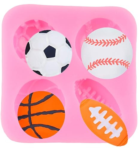 QDMOLDS Silikonformen für Ballkuchendekoration, Fußball, Basketball, Baseball, Rugby, Fondant, Kuchendekoration, Schokolade, Cupcake-Topper, Süßigkeiten, Polymerton, Gummipaste