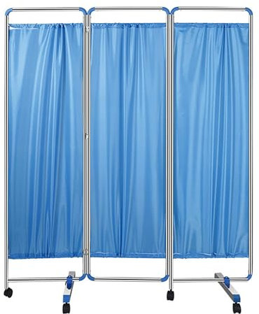 PRUJOY Rollbarer 3-teiliger medizinischer Sichtschutz auf Rädern, Faltbarer Raumteiler für Erwachsene für Klinik/Station/Untersuchungsraum