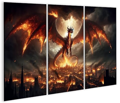 islandburner Bild auf Leinwand Riesiger Drache aus Lava epische Szene weitreichende Auswirkungen Bilder Wandbilder Poster