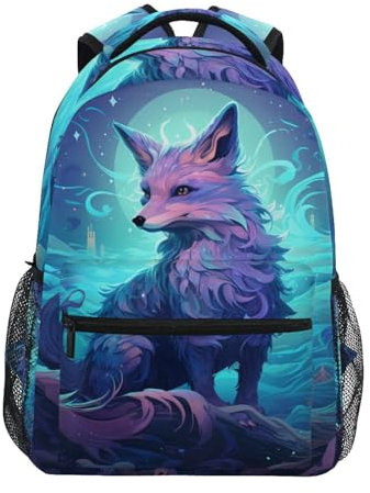 Linnyio Schicker Lila Heller Fuchs Mädchen Jungen Schulrucksack - Verstellbare & Bequeme Tragegurte, Geräumig mit Mehreren Taschen für Schule Studententaschen