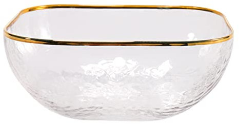 glass mixing bowl,glass bowls, Wedding Bowl, Storage Glass Japanese Size with Mixing Trifle Fruit Noodles Decorative Gold Pasta Rice Container Soup Dish Dishes Rim Restaurant Home ( Size : 10.8X10.8X5