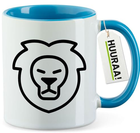 Huuraa Becher Löwe Sternzeichen Symbol Geschenk 330ml Blau Löwe Geschenkidee