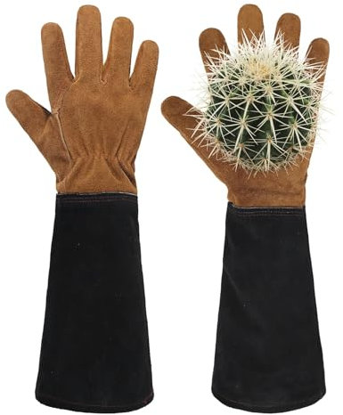 HLDD HANDLANDY Gartenhandschuhe mit langen Ärmeln für Frauen und Männer, Kaktusschutz-Lederhandschuhe für Kaktusse