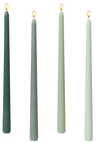10'' Taper Candle Sticks, Set of 4 Long Tall Tapered Candles Dinner Candles for Candlesticks Sticks Table Dinner Wedding Home Decor, Unscented, Dripless, Smokeless (Gradient Green)