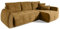 BETTSO - Ecksofa mit Schlaffunktion und Bettkasten - Sofa Cord - 252 cm breit, 155 cm Tief - Ottomane Links oder Rechts - Schlafsofa Groß, L Form - Bequeme Eckcouch für Wohnzimmer - Gelb