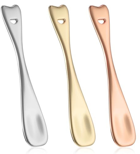 YUXIANLB Mini Spoons Metal Makeup Spatula 3PCS Eye Cream Spoon Reusable Applicator Cosmetic Ladle Beauty Tool Massage Metal Makeup Scoop Tiny Scooper For Cream Lotions Moisturizers Mixing And Sampling