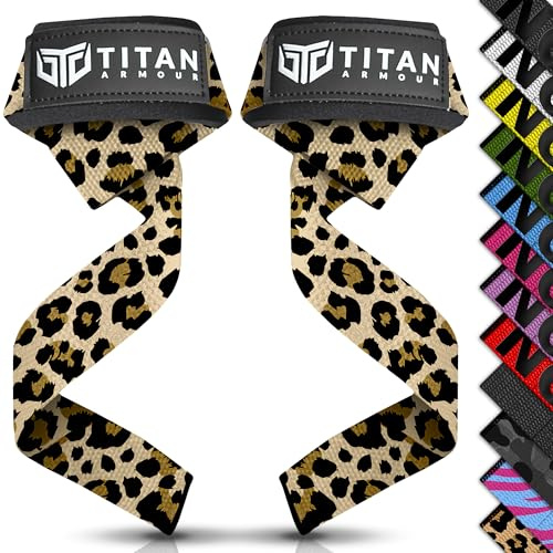 Titan Armour® Weight Lifting Straps | Extra-Long Neoprene Padded Heavy-Duty Weightlifting Straps | Deadlifts | Anti-Slip Gel Option | Gym Accessories