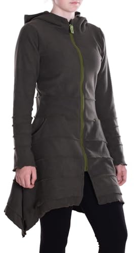 Vishes - Alternative Bekleidung - Damen Kapuzenjacke lang Elfen Zipfel-Jacke Fleece Übergangsjacke